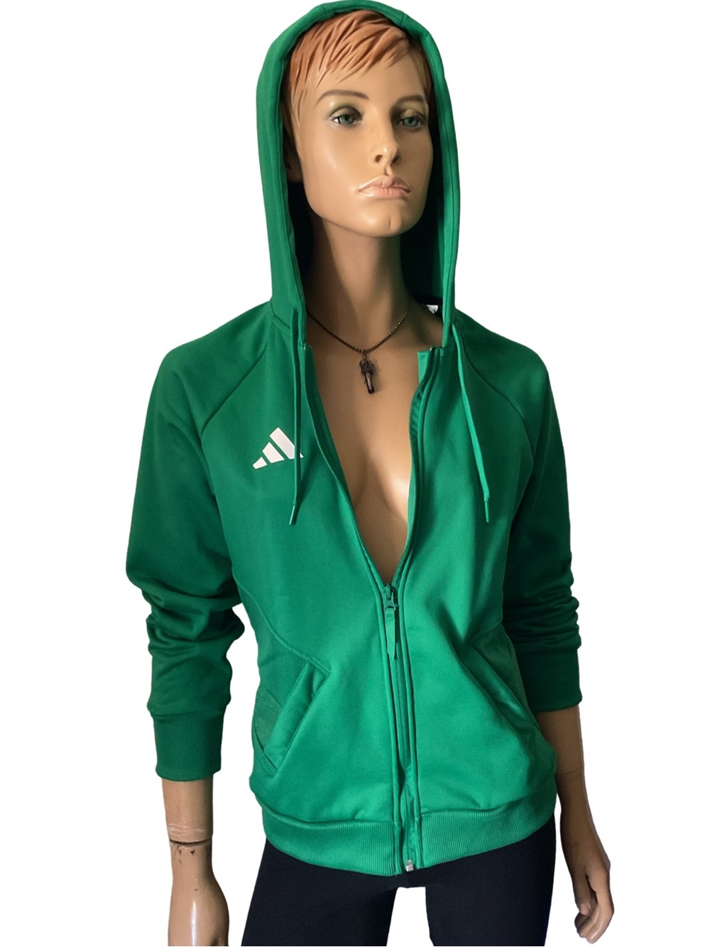 ADIDAS KELLY GREEN FULL ZIP HOODIE ATHLETIC JACKET Sz S